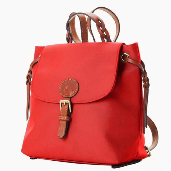 Dooney & Bourke Red Nylon Flap Backpack - Picture 2 of 8